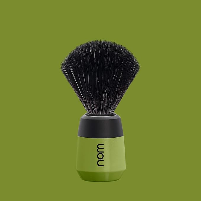 NOM Max Shaving Brush | Vegan Shave Brush for Shaving soaps and creams | sustainable eco-friendly and reusable | Exfoliating Shaving Brush | Olive handle