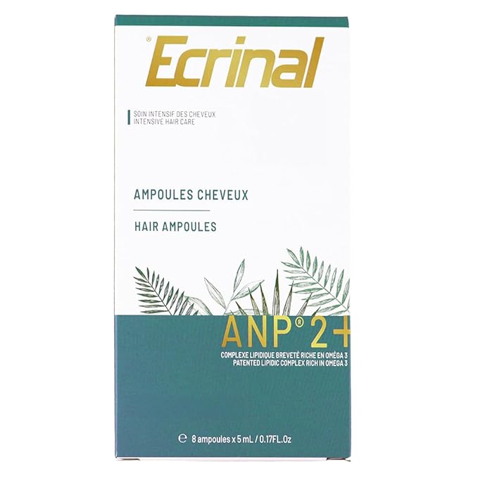 Ecrinal ANP2+ Hair Loss Treatment Ampoules - 8 Ampoules for Hair Growth and Regeneration, Revitalizes Dull, Damaged, Thinning Hair, For Dry, Color-Treated, and Oily Scalp, 3-Month Supply