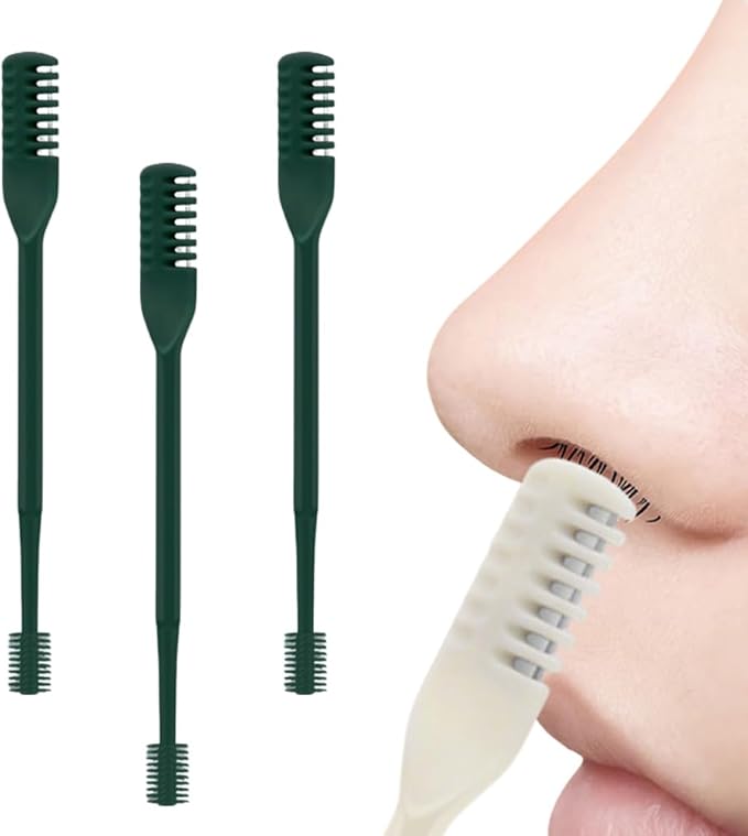 Nasal Hair Cutter, 2025 Upgraded Portable Manual Nasal Hair Trimmer for Women Men, Travel Essentials Nose Hair Remover Grooming Tool for Daily Use Halloween Christmas Gifts (Dark Green, 3 Pcs)