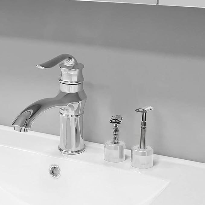 VOSAREA 2pcs Aluminium Alloy Razor and Shaving Brush Stand with Large Diameter Opening, Stable Bathroom Shaver Holder for Convenient Daily Shaving Use