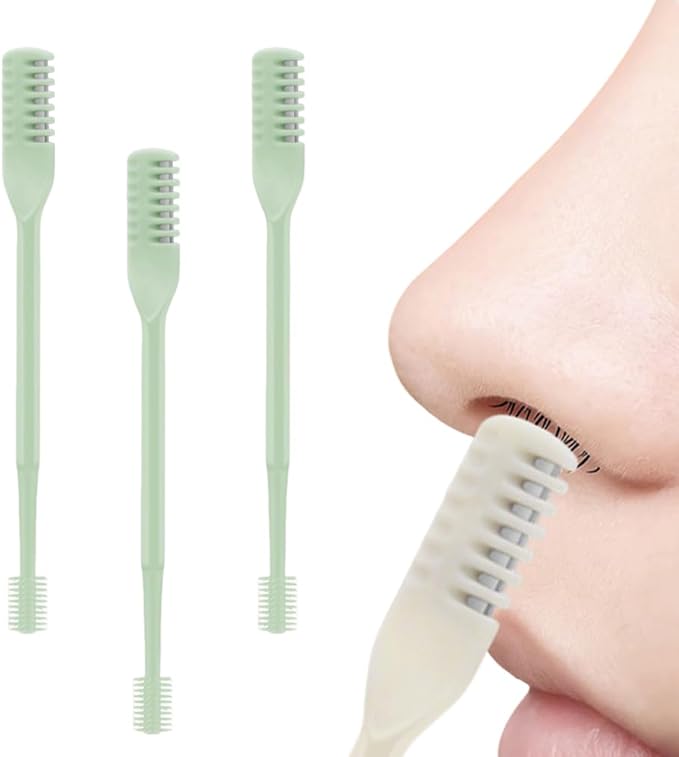 Nasal Hair Cutter, 2025 Upgraded Portable Manual Nasal Hair Trimmer for Women Men, Travel Essentials Nose Hair Remover Grooming Tool for Daily Use Halloween Christmas Gifts (Green, 3 Pcs)