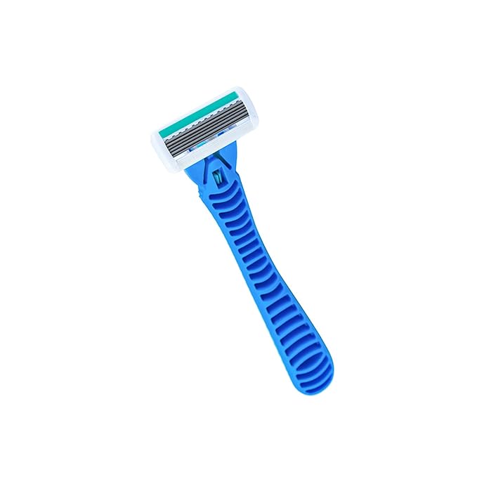 6-Blade Razor,Plastic Anti-slip Men Manual Refill Cartridges razors, Reusable Face Cleansing Care Tool, Shave Supplies for Men and Women - blue