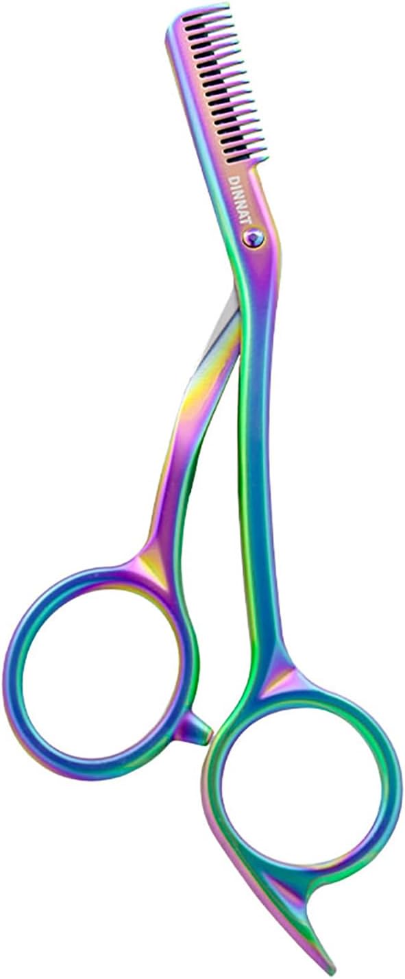 Eyebrow Trimming Scissors with Combs, Eyebrow Cutter Hair Removal Eyebrow Scissors,Eye brow razors, Eyebrow trimmer for women (Rainbow)