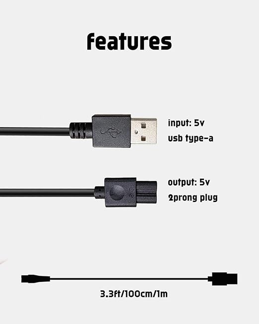 uijino OLOV Electric Trimmer Charger for OLOV Trimmer YP-7032, UL Listed Charger for Electric Razor for Men, 3.3ft Power Cord, 1 Cleaning Brush