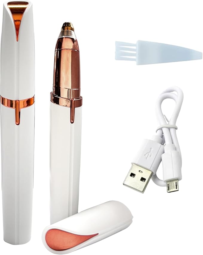 2 Pack USB Rechargeable Portable Electric Eyebrow Trimmer Pen for Women,Painless Precision Eyebrow Hair Remover, Safe Eyebrow Shaver Razor Tool for face Leg Lip Armpit Hand(White)
