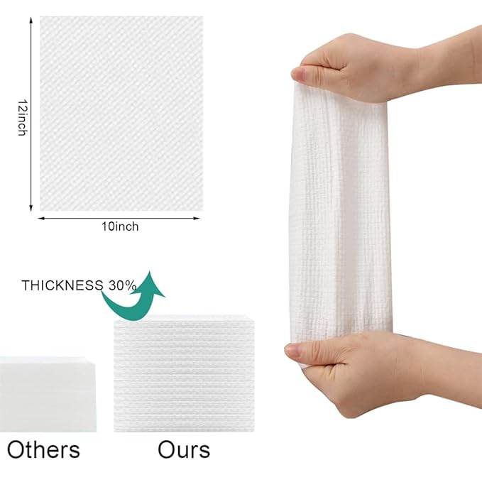 Disposable Face Towels XL Ultra Soft & Thick Clean Towelettes Biodegradable Makeup Remover Dry Wipes 50 Count Facial Tissue Wipe Wash Cloths for Sensitive Skin