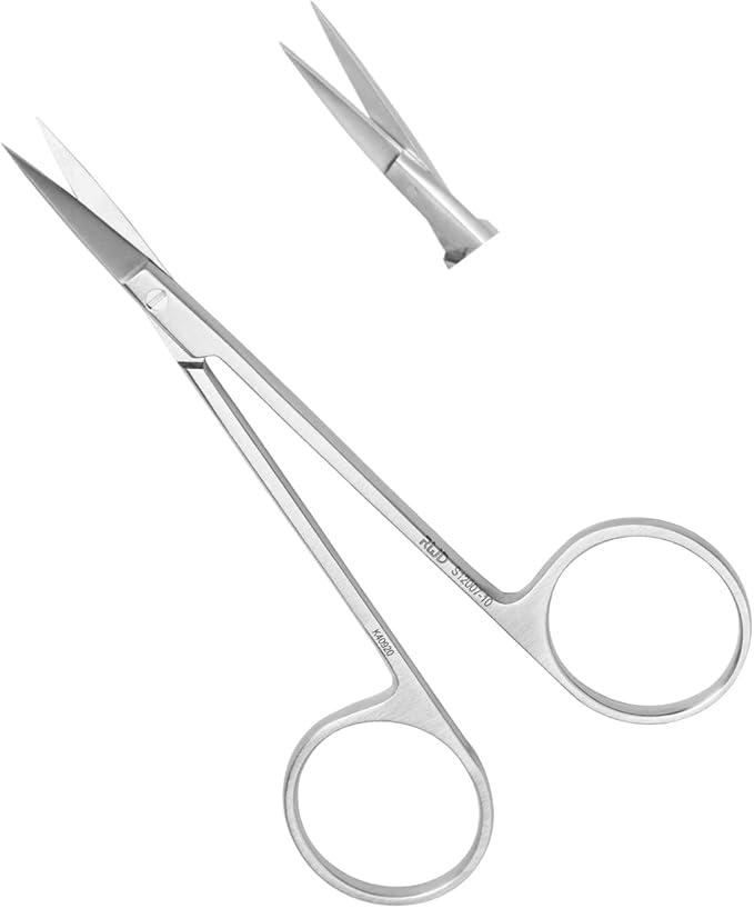 RWD IRIS-Fine Micro Scissors, 4.1 Inch Sharp Tip Straight Iris Medical Scissors, Martensitic Stainless Steel Surgical Scissor, Precision Cutting for Surgical, Dental & Lab, S12007-10