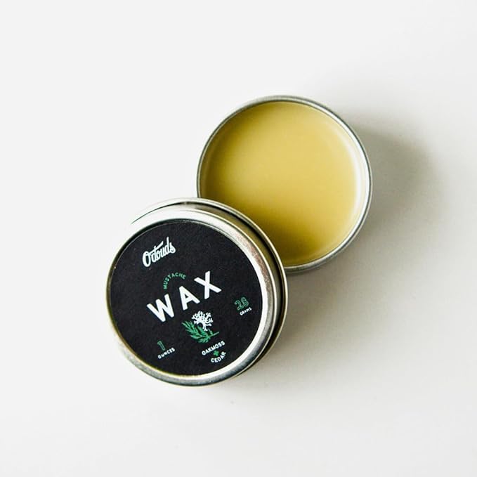 O'Douds Mustache Wax - Daily Natural Moustache & Beard Styling with a Firm Hold, Natural Shine - Plant-Based, Vegan Ingredients for Grooming, Shaping, & Conditioning, Oakmoss & Cedar Scent, 1 oz.