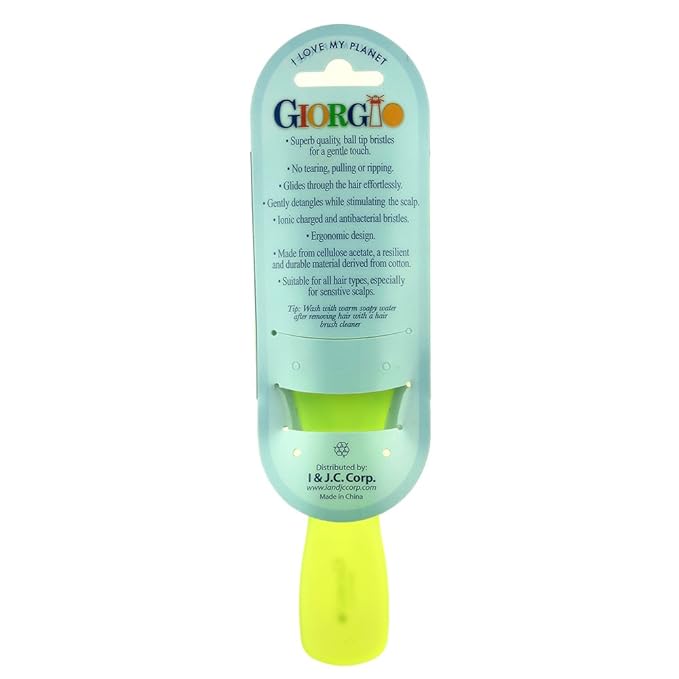 Giorgio GIO1 Gentle Hair Brush Dresser Size. Wet & Dry Pro Hair Brush Detangler. Soft for Sensitive Scalp. Good For Men Women & Kids All hair lengths. Durable and Anti-Static. (Set, Green)
