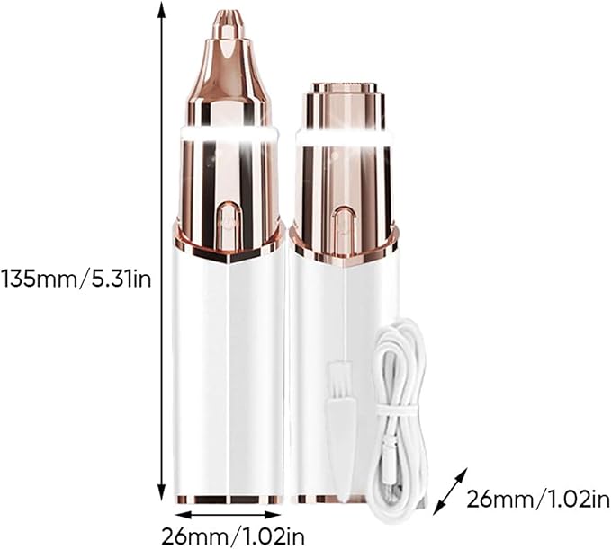 Portable 2-in-1 Facial Shaver,Type-C Rechargeable Women Shaver, Women Eyebrow Trimmer with Built-in LED Light. (Champagne Gold)