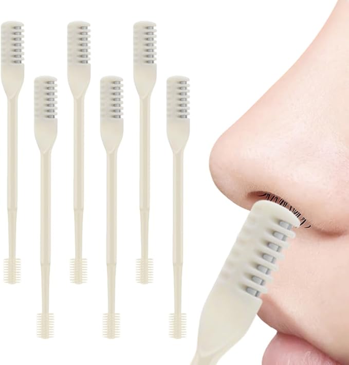 2-in-1 Nasal Hair Cutter, 2026 Upgrade Double Sided Nose Knife, 360° Nostril Hair Remover Tool, Portable Nose Hair Trimmer for Men Women (Beige*6)