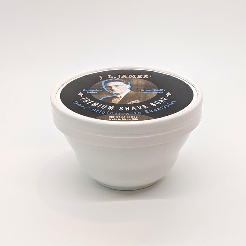 JL James' Premium Shave Soap in Ceramic Bowl Scent: James' Original