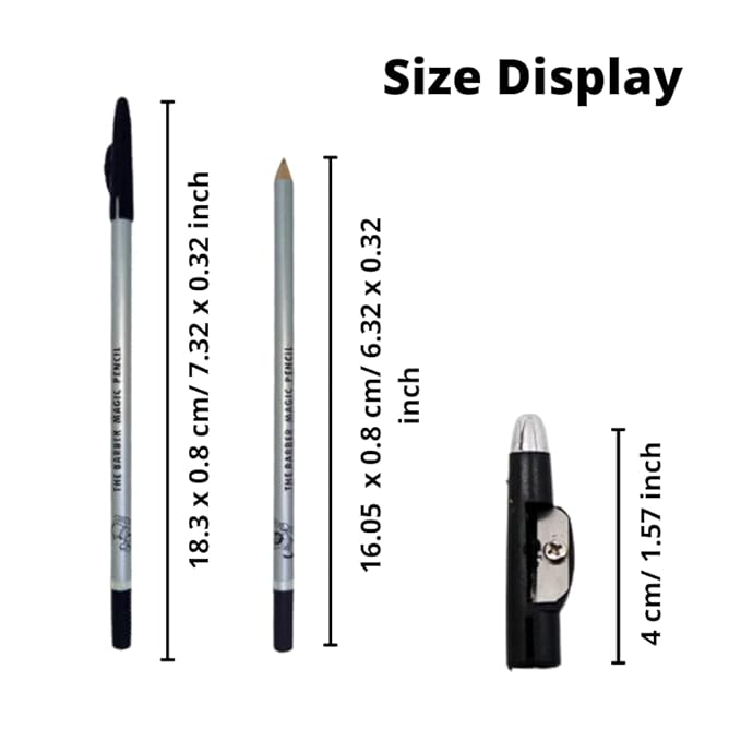 Barber Magic 12 PCS Pencil Supplies Lineup Tool with Built-in Sharpener for Men and Women Perfect Hairline over Beard, Mustache & Eyebrow Shaping