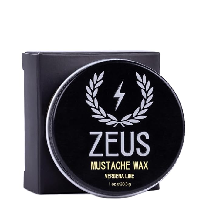 ZEUS Mustache Wax for Men with Natural Shine, Moisturizing & Conditioning Formula, Light to Medium Hold for Styling & Shaping Facial Hair (Made in USA) 1 oz.