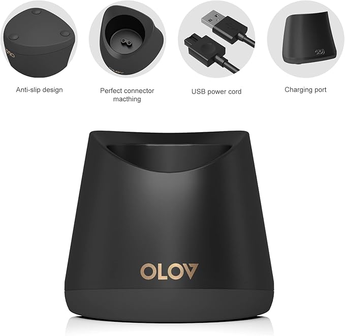 Replacement Charging Base for OLOV Groin Hair Trimmer, USB Recharge Dock & Charging Stand Compatible for OLOV Trimmer, Charging Dock with USB Power Cord (Black)