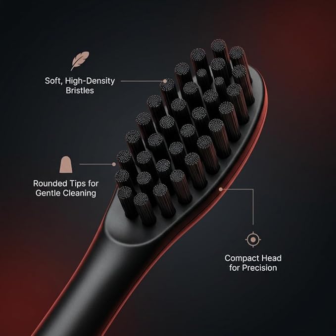 RBX Sonic Electric Toothbrush - Rechargeable Electric Toothbrush with 8 Brush Heads, Compact Travel Toothbrush, Ergonomic Handle, 6 Settings