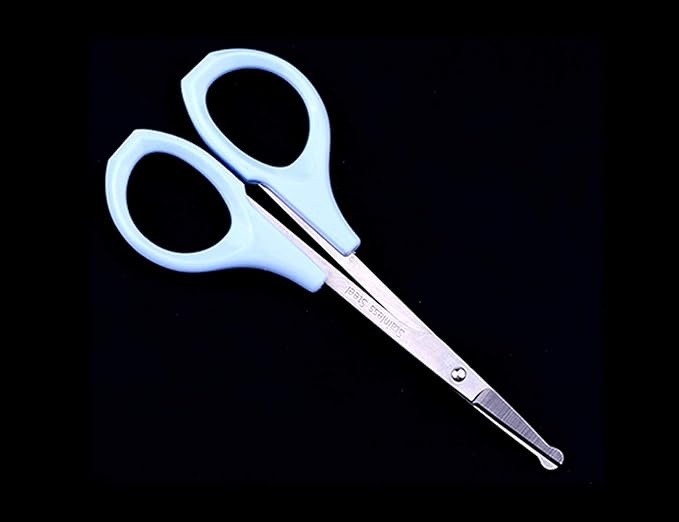 SHINING CROWN 4 Inch Premium Nose & Ear Hair Scissors, Safety Blades with Rounded Tip for Trimming Kid's & Adult's Nails, Facial & Eyebrow Hair