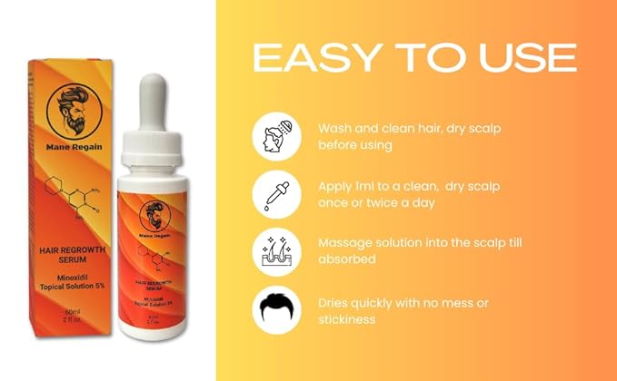 Minoxidil Topical Solution USP 5%, Extra Strength Hair Regrowth Treatment for Men, 2 Month Supply, Unscented, 4 Fl Oz (2 Pack)