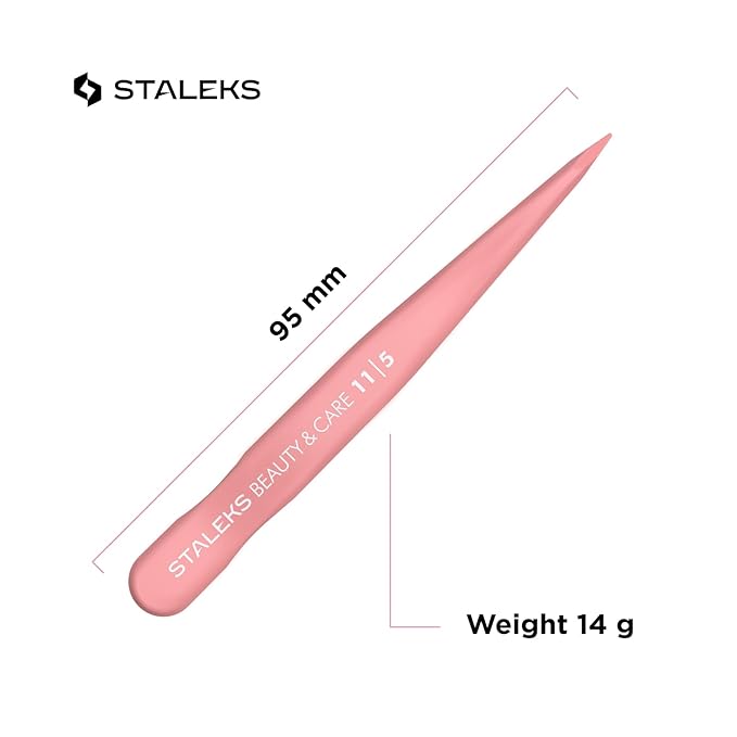STALEKS BEAUTY & CARE 11 Type 5 Eyebrow Tweezers – Pointed Stainless Steel with Stylish Colored Handles for Ingrown Hairs & Spot Correction