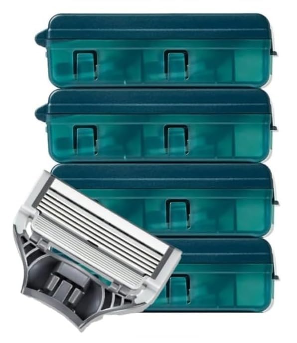 Men’s Razor Blade Refills (8 Pack), 5-Blade Cartridges with Precision Trimmer, Smooth & Close Shave, Long Lasting Sharp Blades, Compatible with Standard Razor Handles for Men Grooming