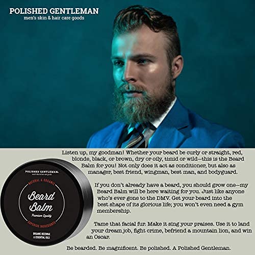 Beard Balm for Men & Mustache Wax - Hold Biard Wax with Beard Oil for Men - Made With Beeswax for Easy Styling - Polishes, Softens & Conditions Beard & Mustache - Itch Free Beard Care 2oz