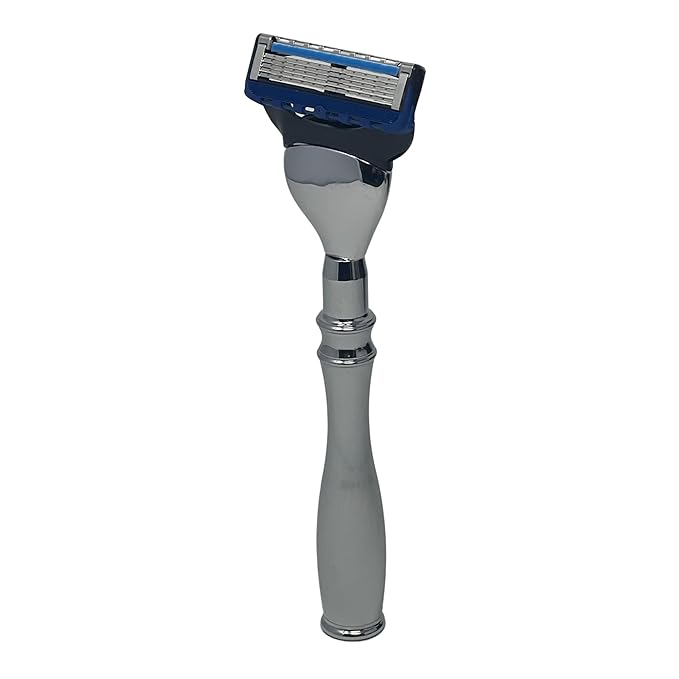 G.B.S 5 Blade Compatible Chrome Steel Shaving Razor – Weighted Handle for Maximum Control – Luxury Men's Razor for a Smooth, Close Shave – Compatible with Leading 5-Blade Cartridges