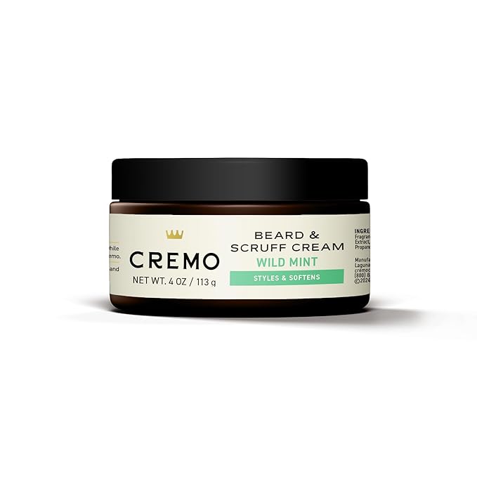 Cremo Beard & Scruff Cream,Wild Mint,4 Ounce - Soothe Beard Itch,Condition and Offer Light-Hold Styling for Stubble and Scruff (Product Packaging May Vary),(Pack of 2)