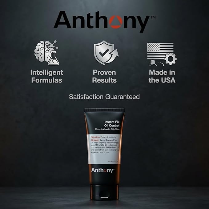Anthony Instant Fix Oil Control for Men – Mattifying Lotion for Oily Skin – Moisturizer and Pore Minimizer Instantly Eliminates Shine – 3 Fl Oz
