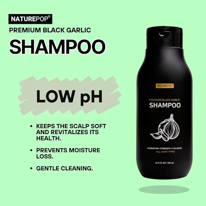 Black Garlic Hair Loss Shampoo by NATUREPOP - Prevents Hair loss, Stimulates growth - Sulfate Free Paraben Free - Ajo Negro Shampoo para la caida del cabello 16.9 fl oz/ 500 mL Made in Korea