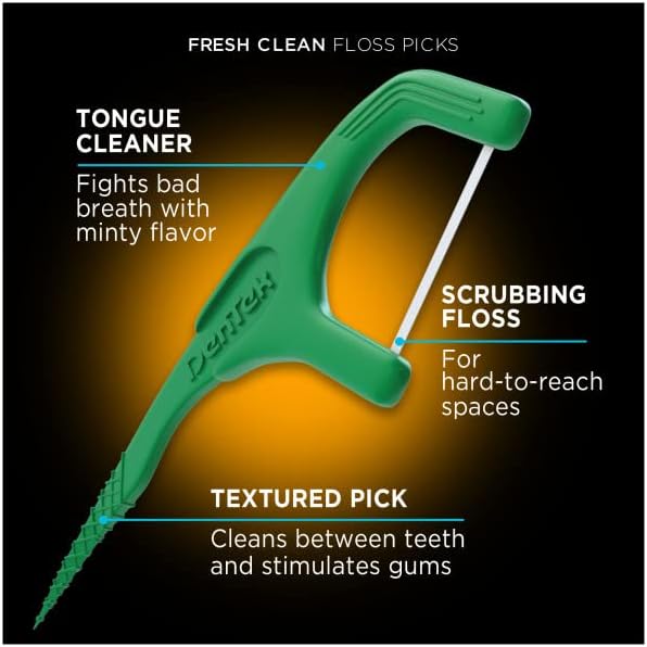 DenTek Fresh Clean Floss Picks, for Extra Tight Teeth, 75 Count, (Pack of 1)
