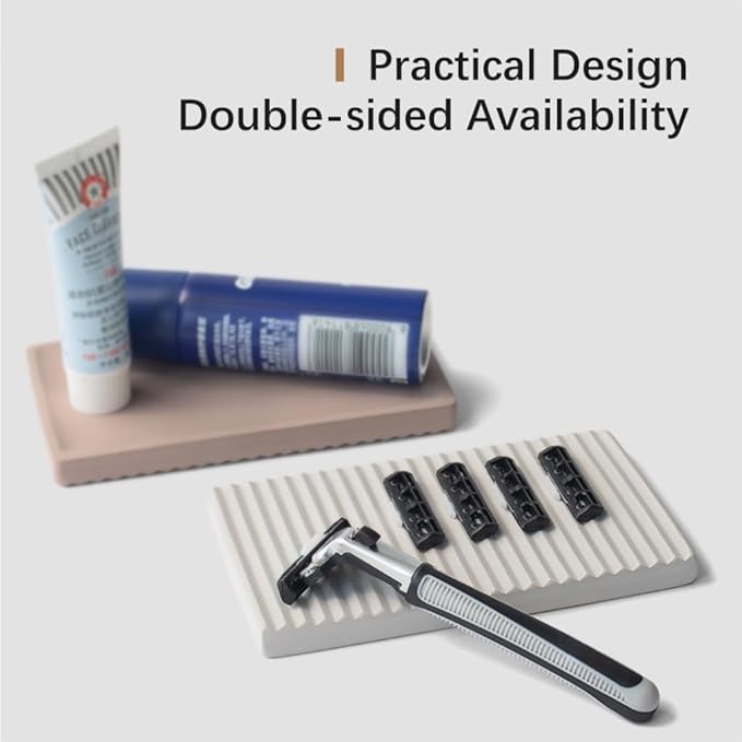 Diatomite Razor Holder for Shower,Water Absorption Fast Drying Natural Diatomite Tray for Razor Soap Shaving Cream Foam Bottle Face Wash (Brown)