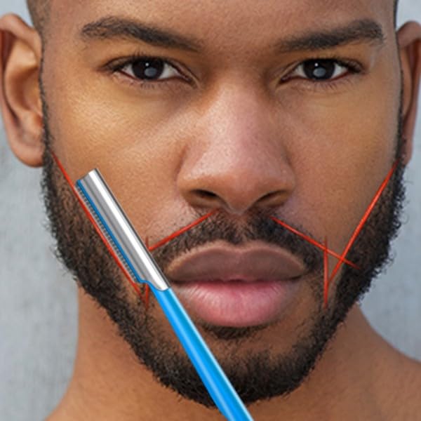 Beard Shaping Razor Tool Mustache Straight Edge Travel Razors Stainless Steel For Eyebrow Grooming Kit Trimmer Blade For Men Bag Use After Black Color Dye Balm Oil Wash Replacement Disposable Clippers