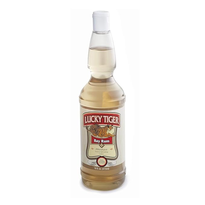 Lucky Tiger Bay Rum AfterShave for Men (16 Fl Oz) – Classic Spiced Aftershave Scent with Bay Oil – Invigorating Post-Shave Toner for Toning & Tightening Skin