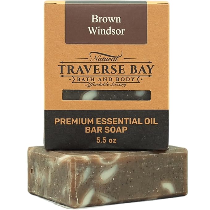 Traverse Bay Bath and Body Natural Cold Process Soap His & Hers 4-Bar Variety Pack, Brown Windsor, French Lavender, Eucalyptus Mint, Bergamot Rose, 5.5 oz Each, 22+ oz Total