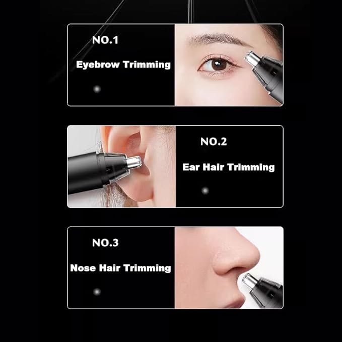 Ear and Nose Hair Trimmer Clipper for Men Women, USB Rechargeable Professional Painless Eyebrow & Facial & Ear & Nose Hair Trimmer, LED Display Dual Edge Blades for Easy Cleansing