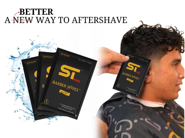 Supreme Trimmer Alcohol-Free After-Shave & Face/Body Wipes - 50 Individually Wrapped Disposable Barber Wipes for Sensitive Skin, Fresh Scent, Travel Friendly