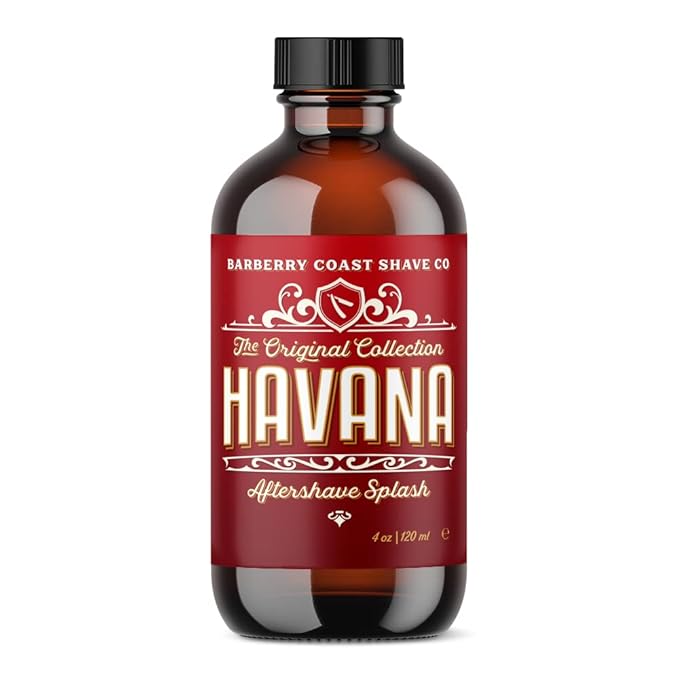 Barberry Coast Shave Co. Havana AfterShave Splash for Men - Pure & Natural Ingredients - Scent: Tobacco, Cocoa Beans, Vanilla (4oz)