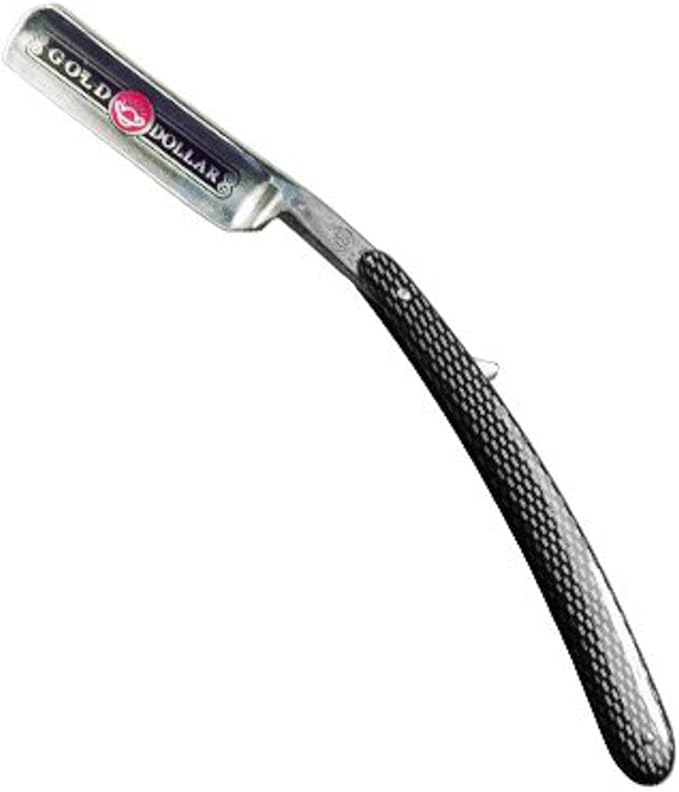 Gold Dollar Shaving Cut Throat Straight Razor Color Silver and Black