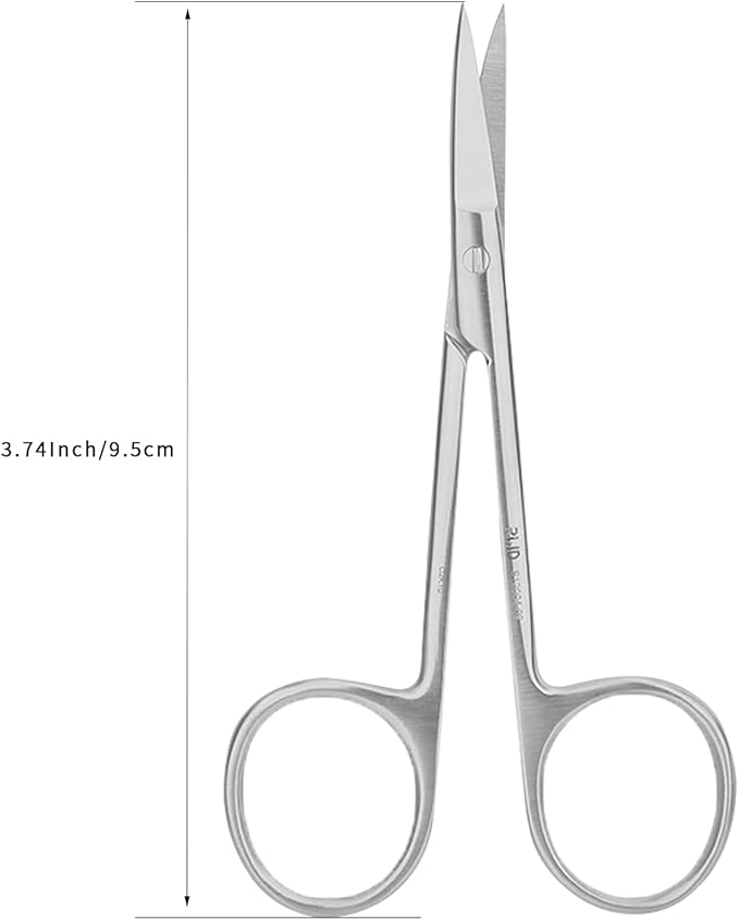 RWD IRIS-Fine Scissors (Round Type), 3.7 Inch Sharp Tip Curved Iris Medical Scissors, Martensitic Stainless Steel Surgical Scissor, Precision Cutting for Surgical, Lab (S12004-09)