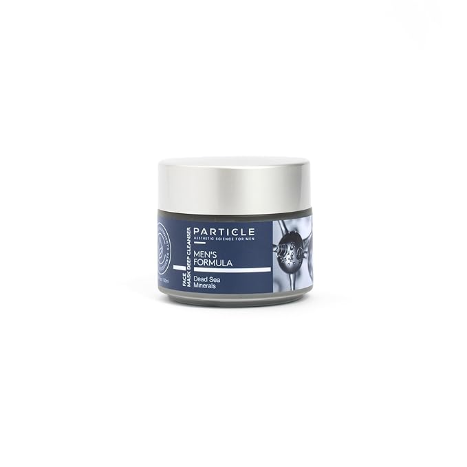 Particle Mineral Face Mask for Men, Hydrating and Deep Cleansing Clay with Charcoal, Aloe Vera, Panthenol & Dead Sea Minerals, Men's Cleanser, Refreshing Weekly Skin Care Routine, 3.38 FL OZ