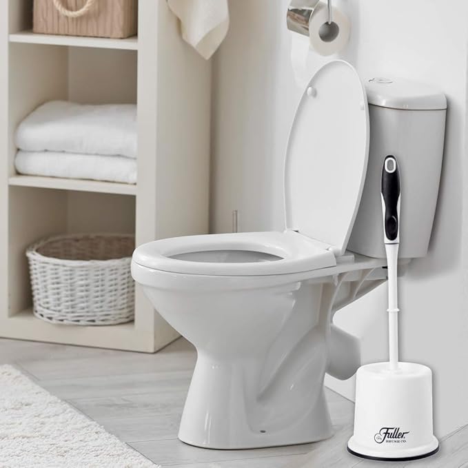 Fuller Brush Toilet Bowl Brush in Caddy Set – 16-Inch Long Handle – Heavy Duty Dome Tufted Bristles, Rubberized Non-Slip Grip, Bathroom, Rim, Trap Cleaner (Pack of 1)