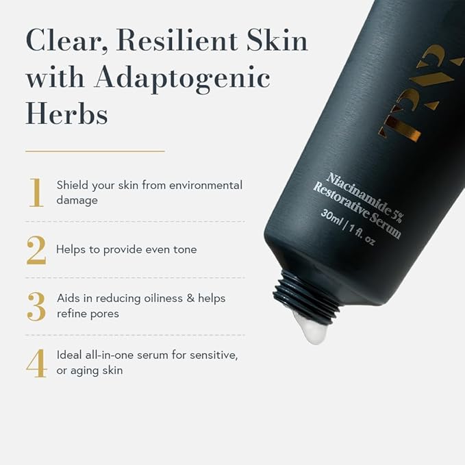 Niacinamide 5% Restorative Face Serum (30ml/1oz) | Rejuvenating Facial Treatment| Natural, Plant-Based & Science-First Skincare Routine for Men & Women
