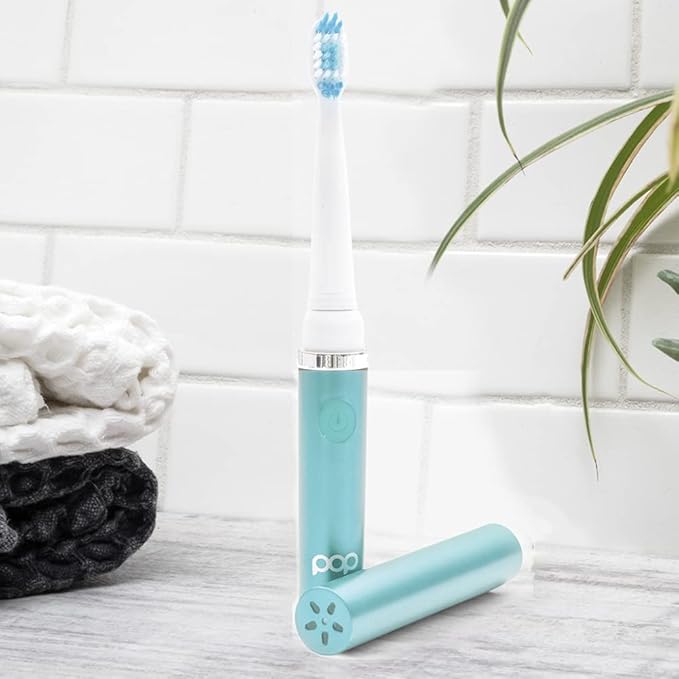 Pop Sonic Electric Toothbrush (Hawaiian Blue) - Travel Toothbrushes w/AAA Battery | Kids Electric Toothbrushes with 2 Speed & 15,000-30,000 Strokes/Minute, Dupont Nylon Bristles
