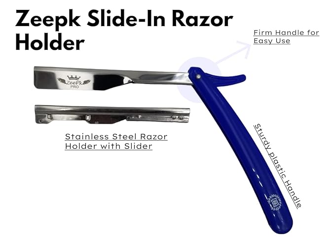 Zeepk Premium Shaving Razor para Hombre – Navaja Profesional para Barba con 10 Blades – Afeitadora Recta de Acero Inoxidable para Barberos y Uso Diario