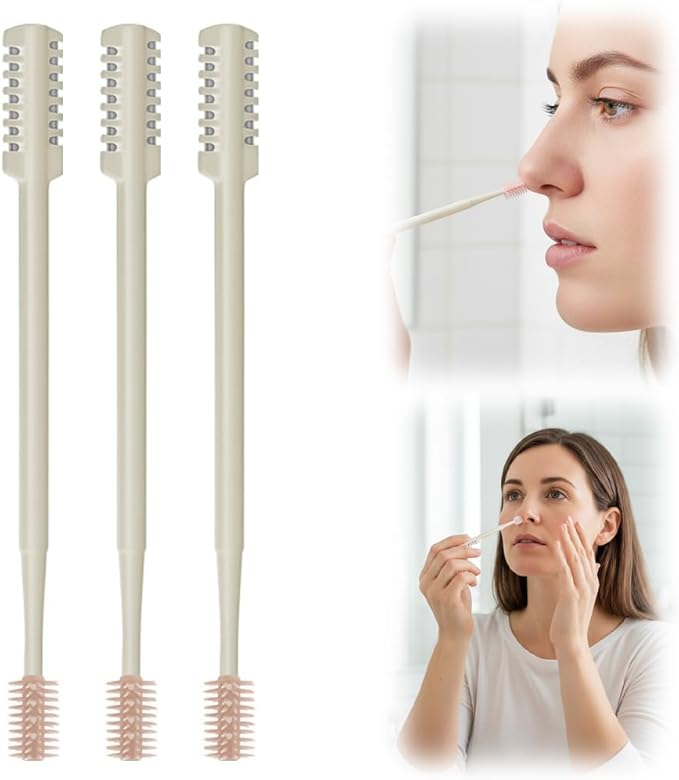 Fliwos 2-in-1 Nasal Hair Cutter, 2026 Upgraded Double Sided Nose Hair Trimmer, Portable Manual Nasal Clippers, 360° Rotating Nose Hair Remover Tool for Men and Women (Beige 3pcs)