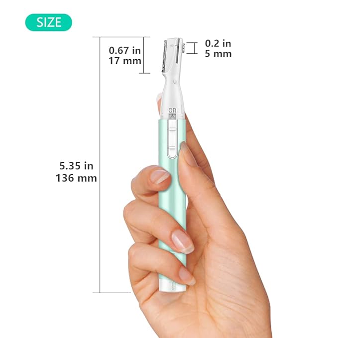 Upgraded Eyebrow Trimmer, Precision Electric Eyebrow Razor for Women Battery-Operated Facial Hair Remover with Comb No Pulling Sensation Painless for Face Chin Neck, Upper-Lip, Peach-Fuzz