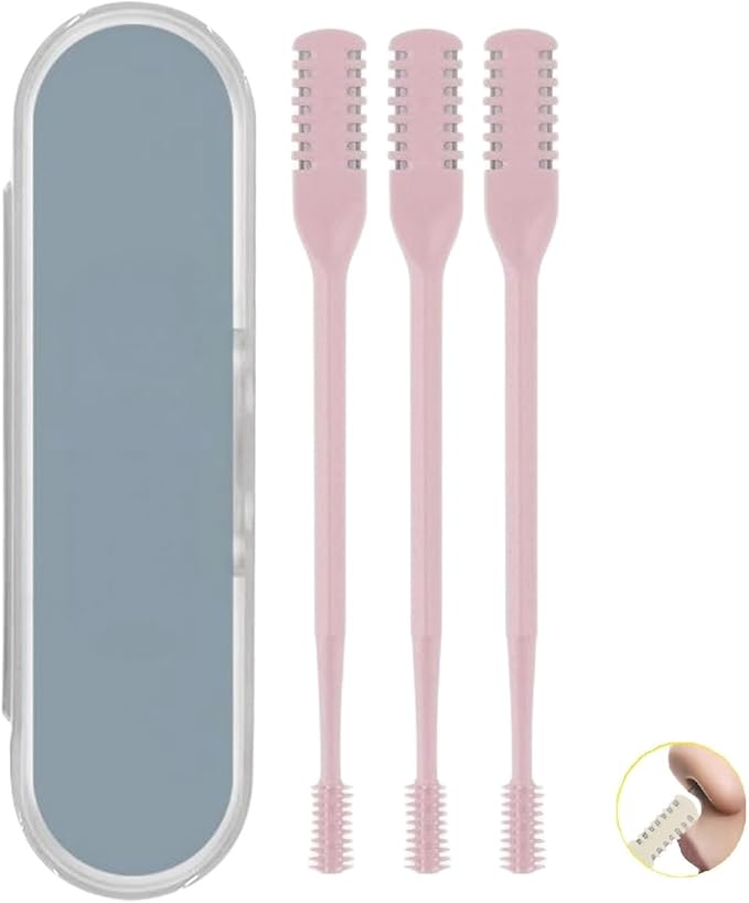 2023 New Nasal Hair Cutter, 360 Degree Rotating Nose Hair Trimmer, Portable Manual Nose Hair Trimmer, Nose Hair Trimmer for Women and Men (C-3PCS Pink)