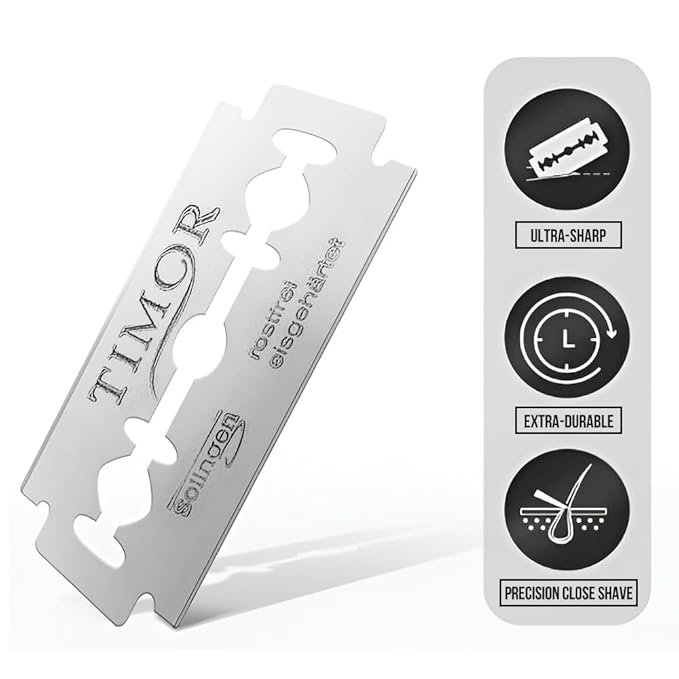 German Solingen Double Edge Razor Blades，1 Count Safety Platinum Shave(Pack of 10)