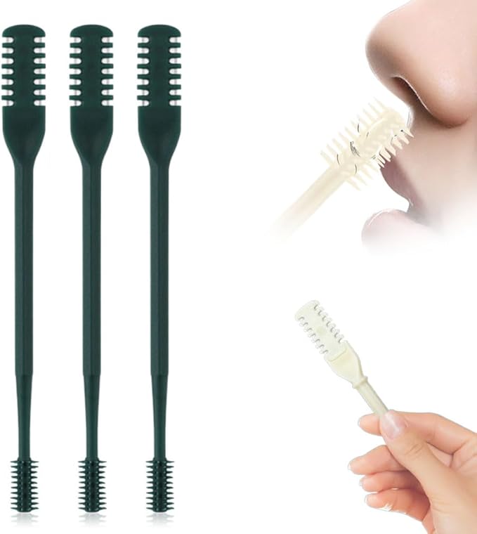 3PCS 2-in-1 Nose Hair Trimmer Nasal Hair Cutter for Women Men, 2025 Upgraded Manual 360° Rotating Nostril Hair Removal Tool Double Sided Nose Hair Blade,Travel Essentials (Dark Green, 3pcs)