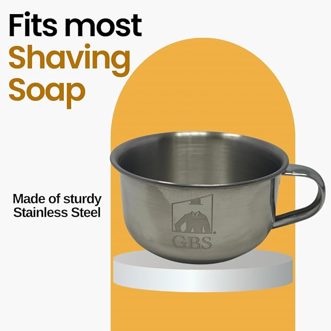 G.B.S Chrome Shaving Bowl, Stainless-steel Unbreakable, Durable for Home, Compliments Any Shaving Razor and Shave Brush